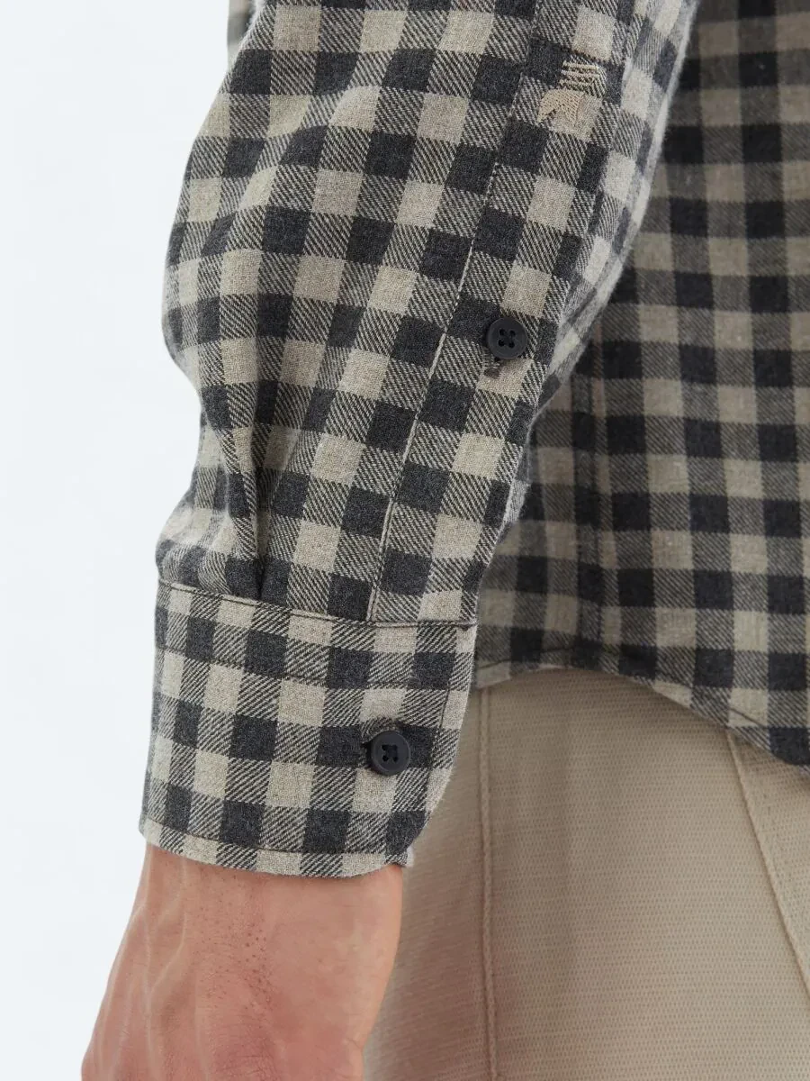 Antrasit Kareli Regular Fit Dokuma Casual Pamuk Karışımlı Gömlek - 7