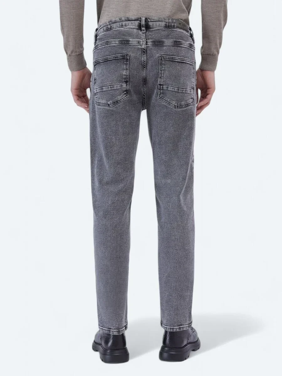 Antrasit Loose Fit Denim Pamuk Karışımlı Pantolon - 4
