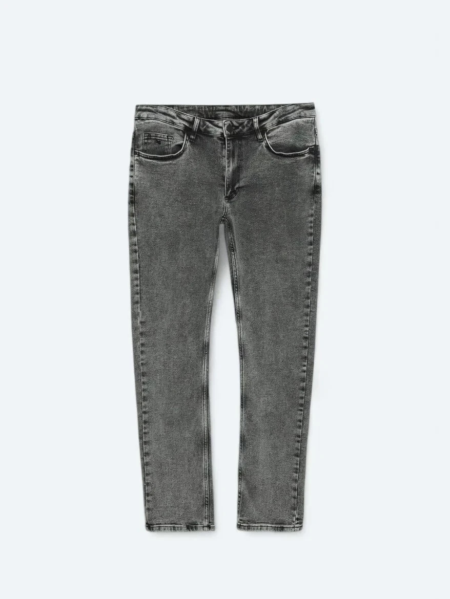 Antrasit Loose Fit Denim Pamuk Karışımlı Pantolon - 5