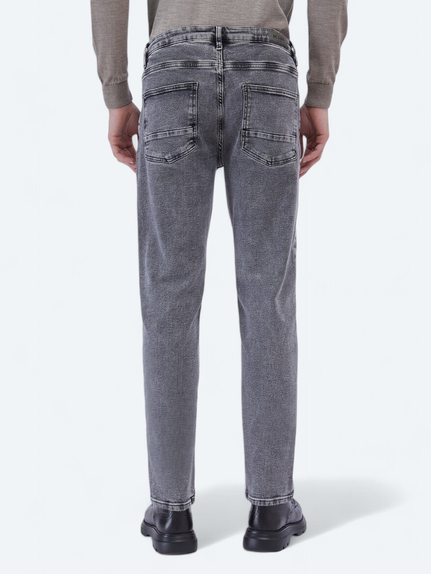 Antrasit Loose Fit Denim Pamuk Karışımlı Pantolon - 4