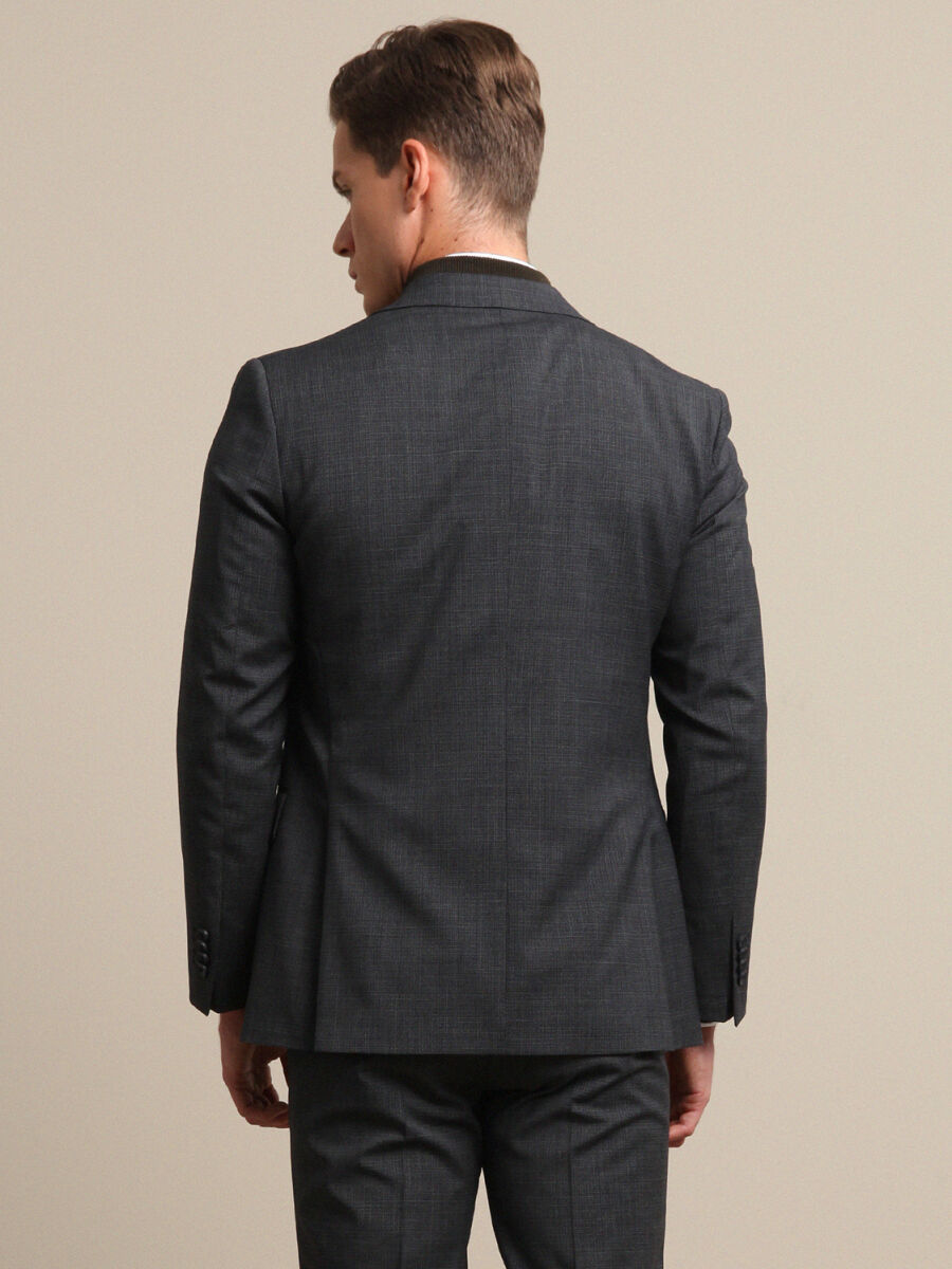 Antrasit Mikro Modern Fit Yün Karışımlı Takım Elbise - 4