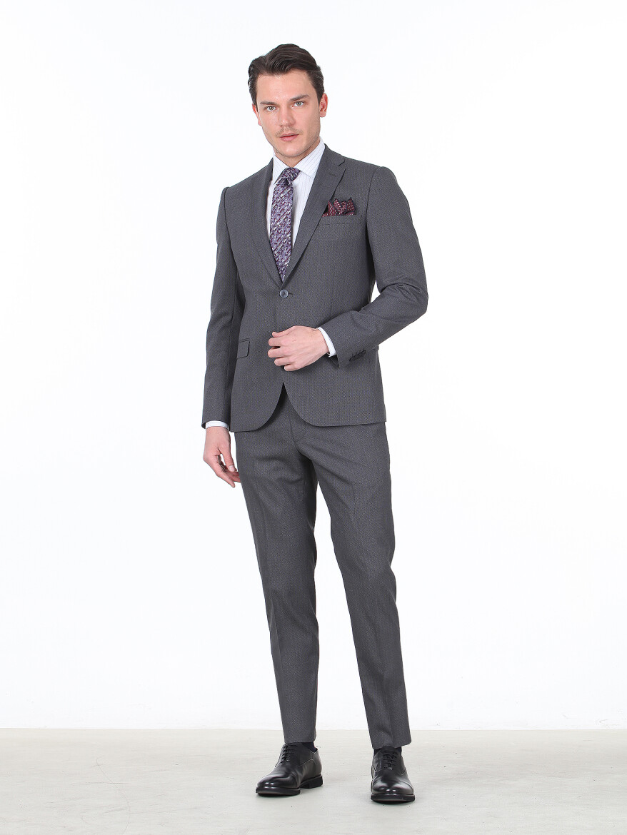 Antrasit Mikro Slim Fit Takım Elbise - 2