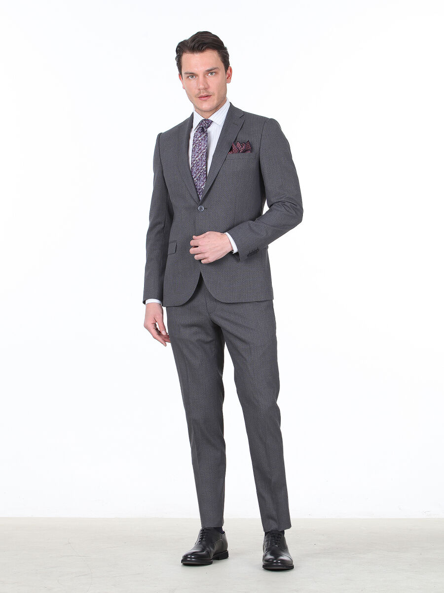 Antrasit Mikro Slim Fit Takım Elbise - 2