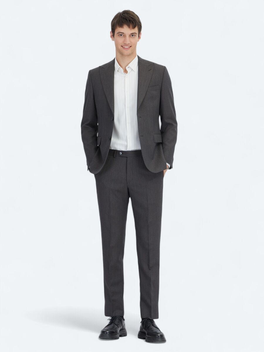 Antrasit Modern Fit Yün Karışımlı Takım Elbise - 1