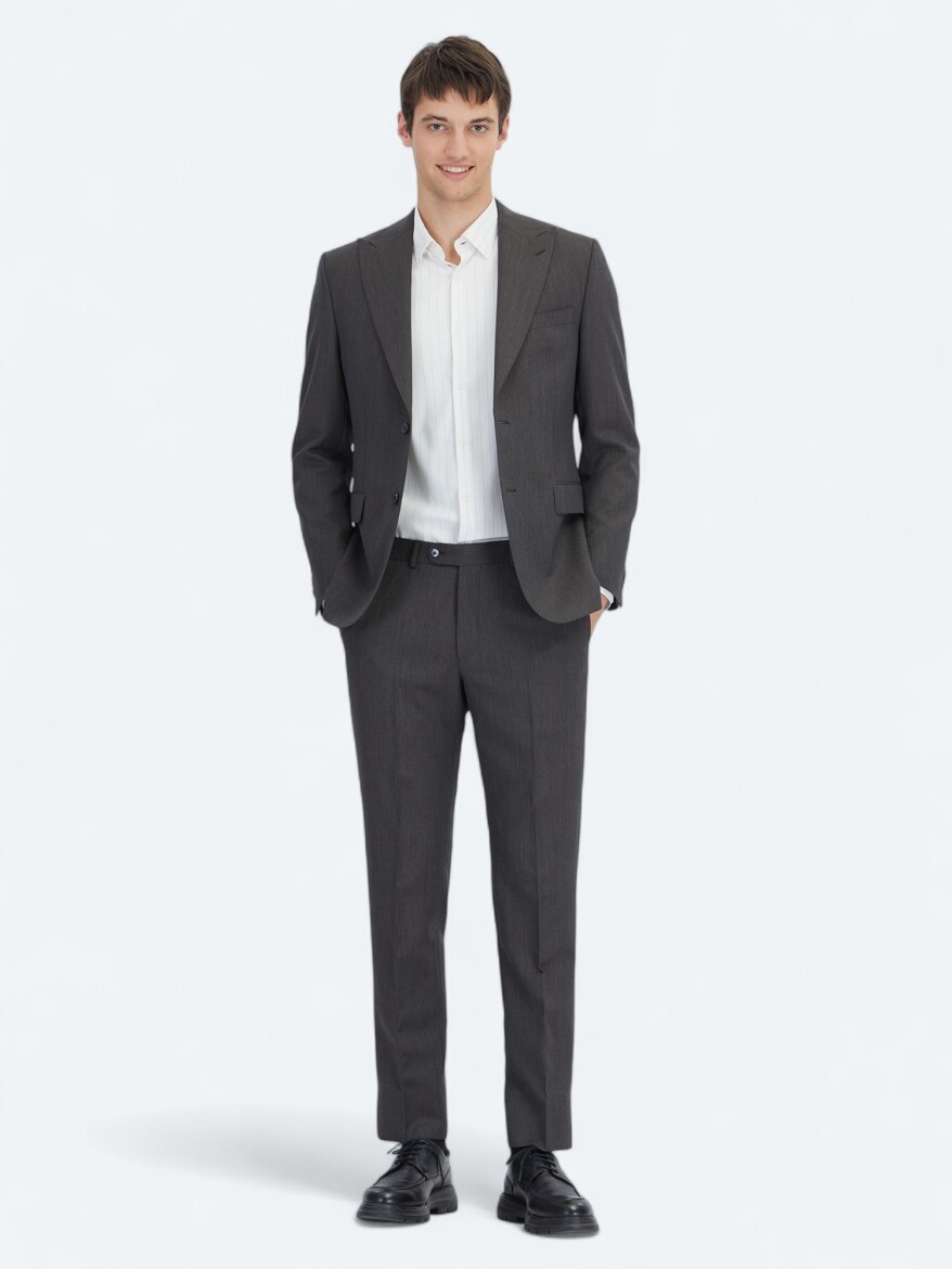 Antrasit Modern Fit Yün Karışımlı Takım Elbise - KİP