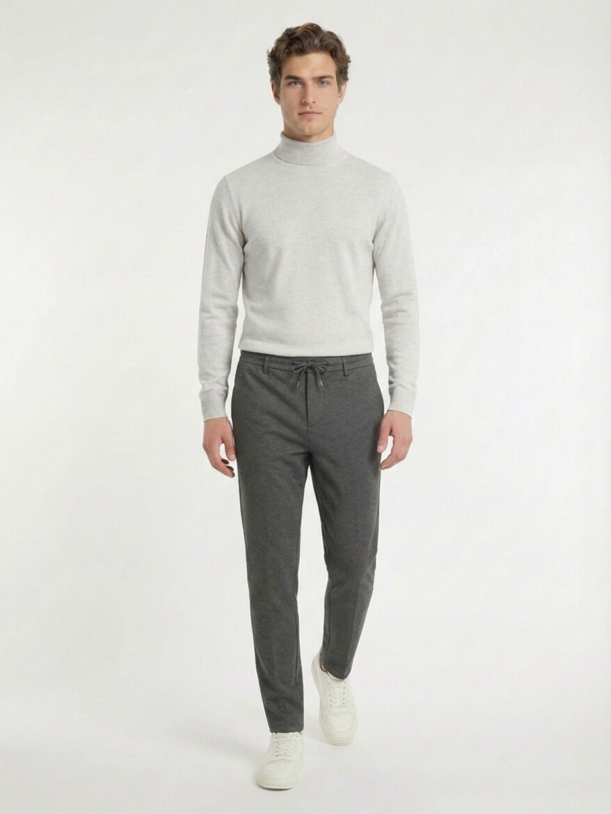 Antrasit Örme Jogging Fit Casual Pantolon - 3
