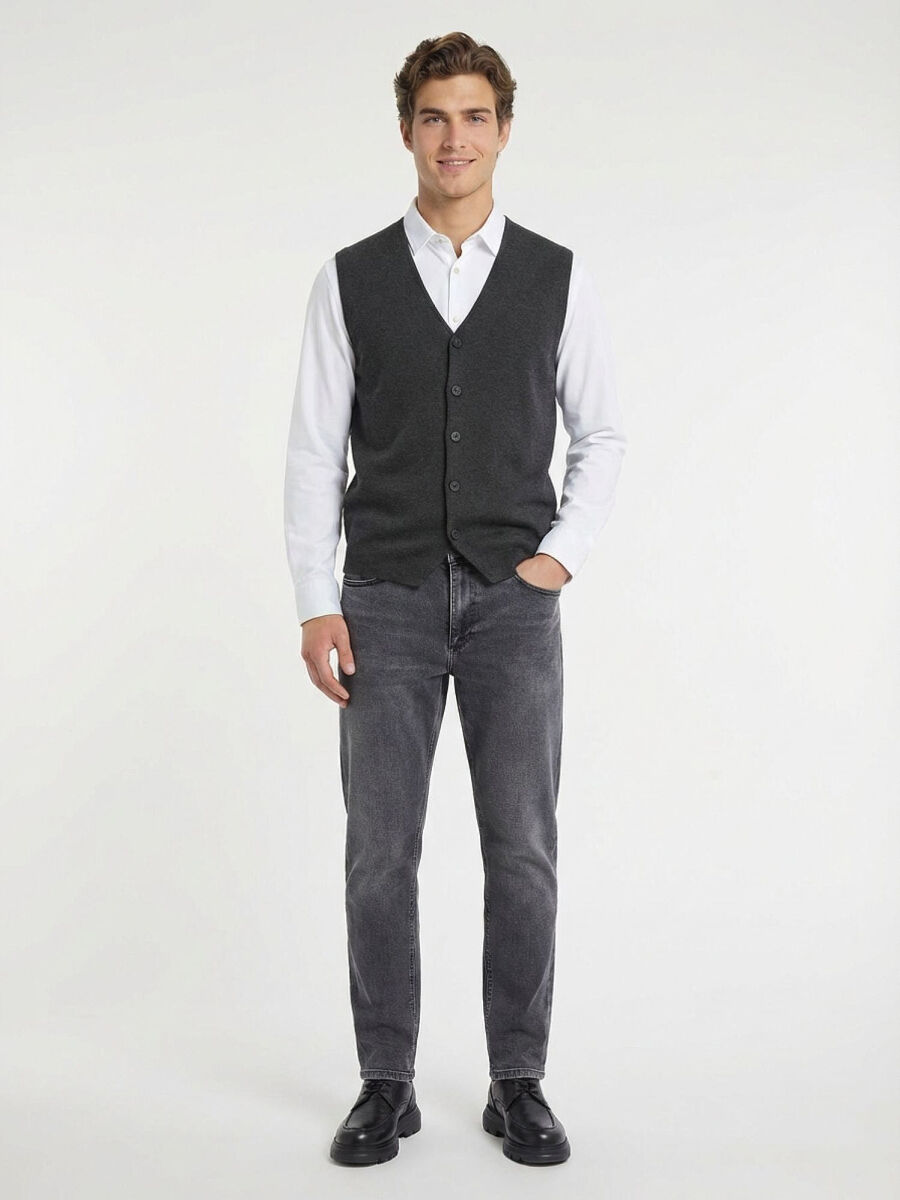 Antrasit Regular Fit Casual Örme Triko Yelek - 4