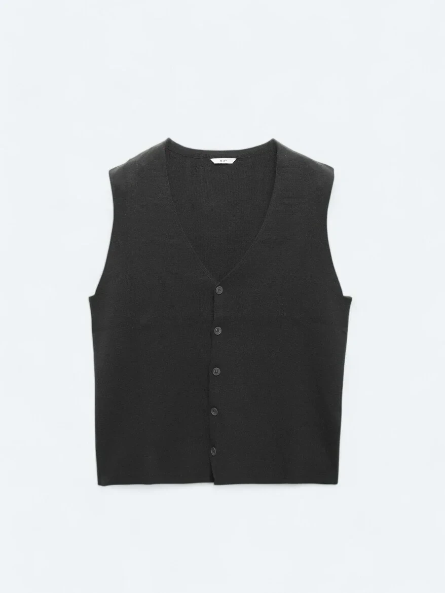 Antrasit Regular Fit Casual Örme Triko Yelek - 7