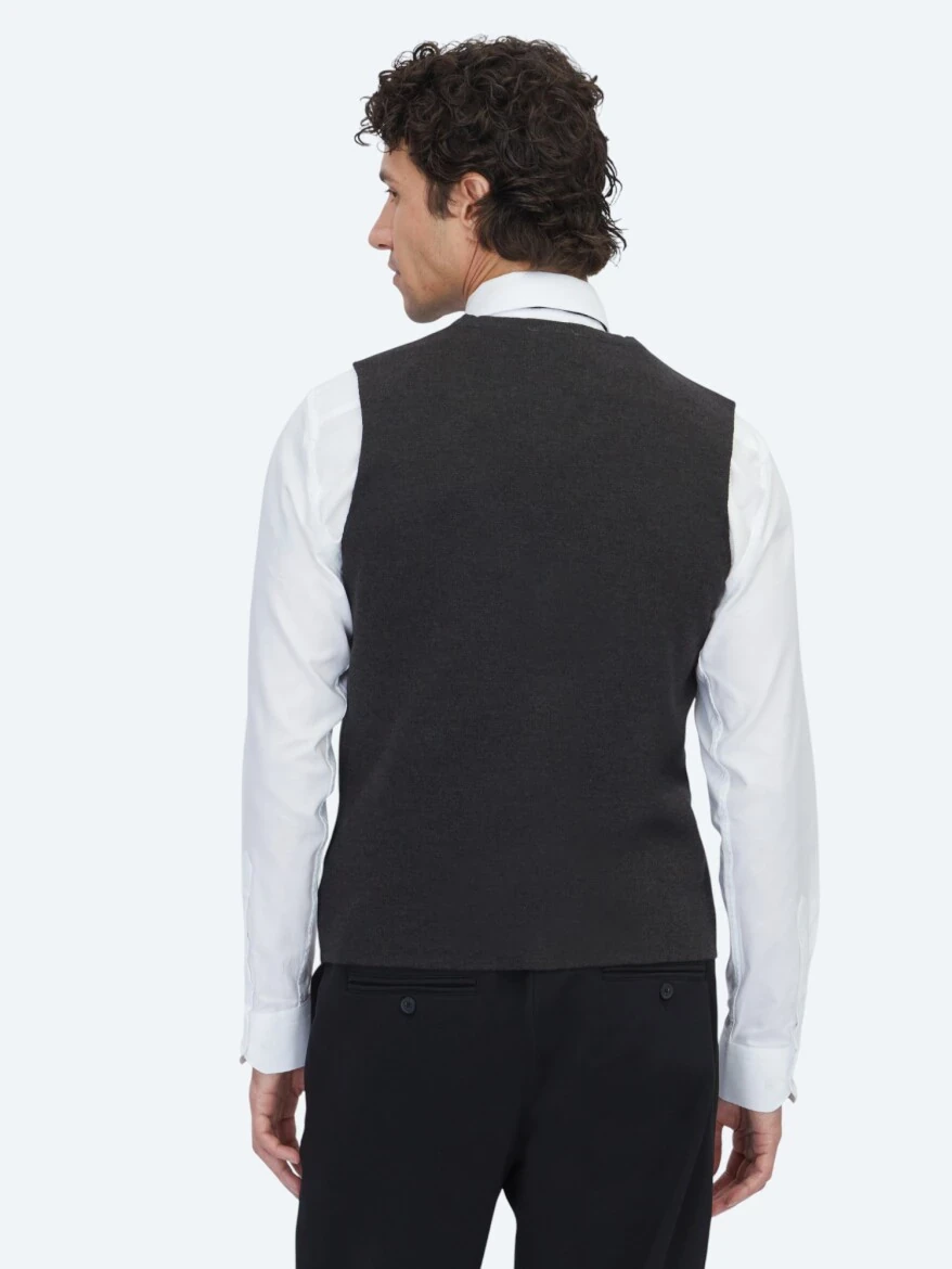 Antrasit Regular Fit Casual Örme Triko Yelek - KİP