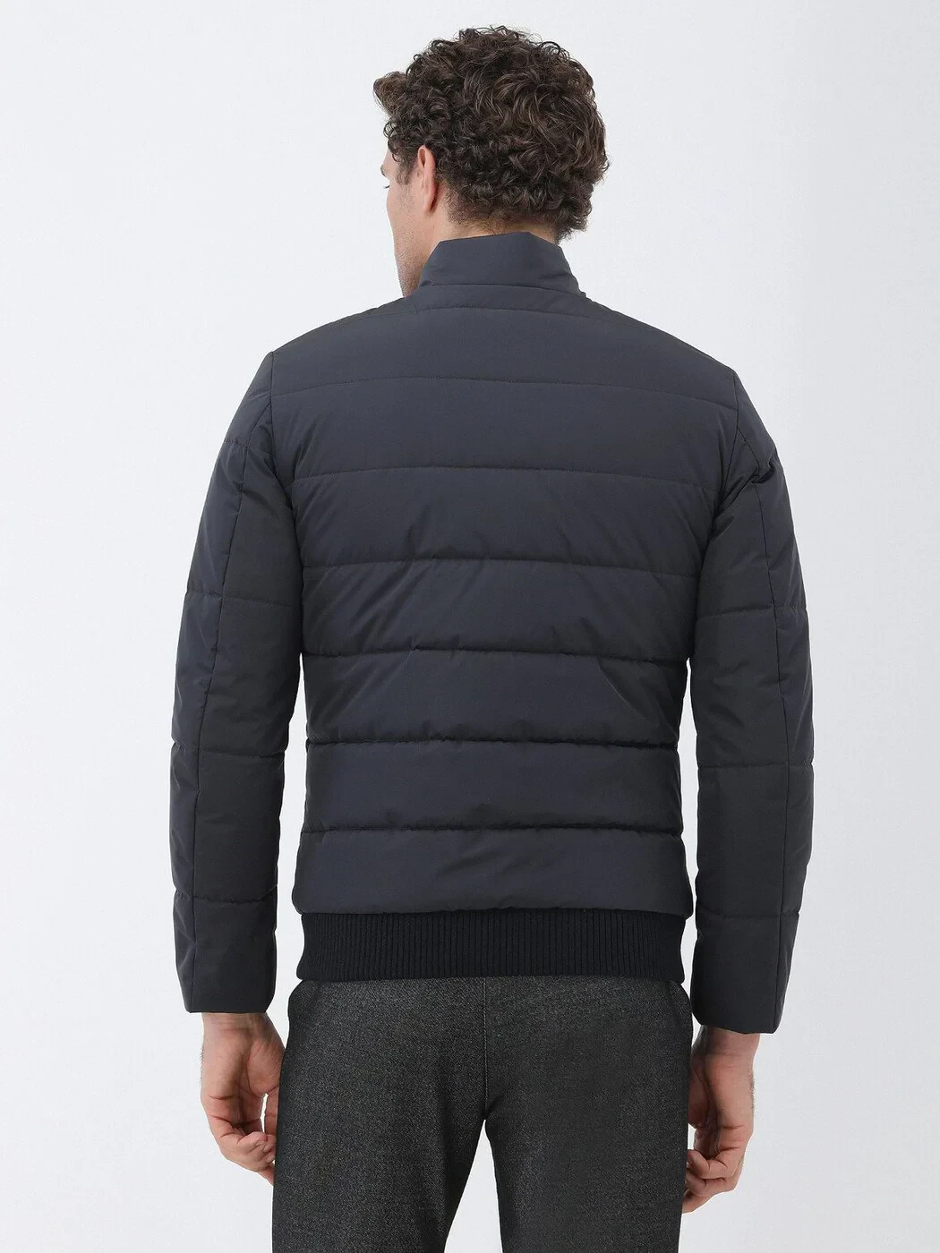 Antrasit Regular Fit Dik Yaka Casual Dokuma Mont - 5