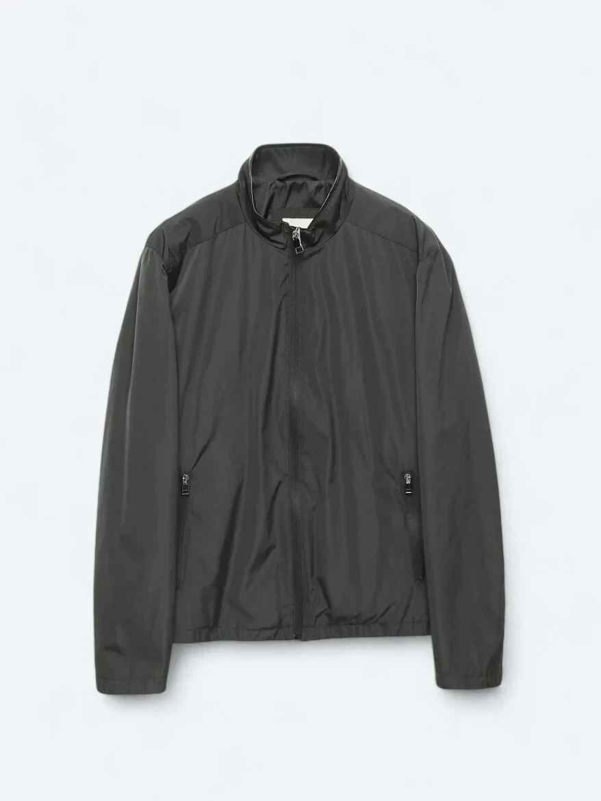 Antrasit Regular Fit Dik Yaka Casual Dokuma Mont 