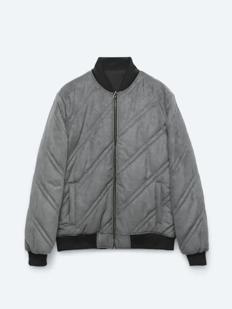 Antrasit Regular Fit Dik Yaka Casual Dokuma Mont - 15