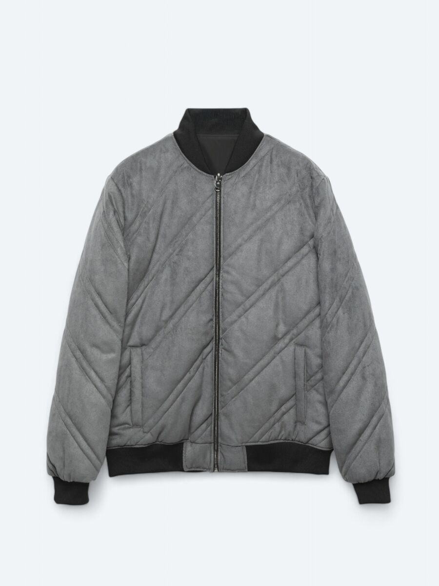 Antrasit Regular Fit Dik Yaka Casual Dokuma Mont - 15