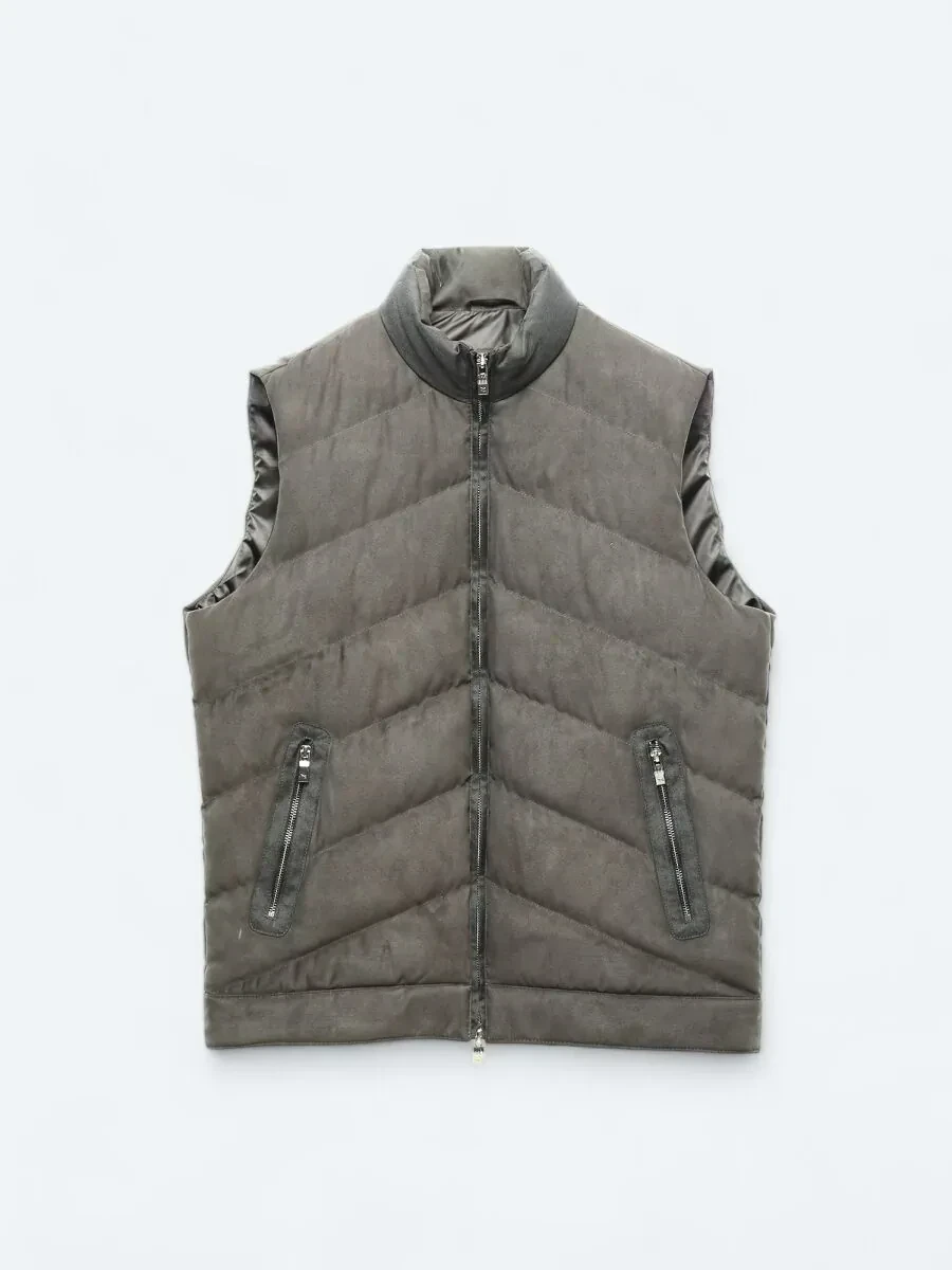 Antrasit Regular Fit Dik Yaka Casual Dokuma Spor Yelek - 7