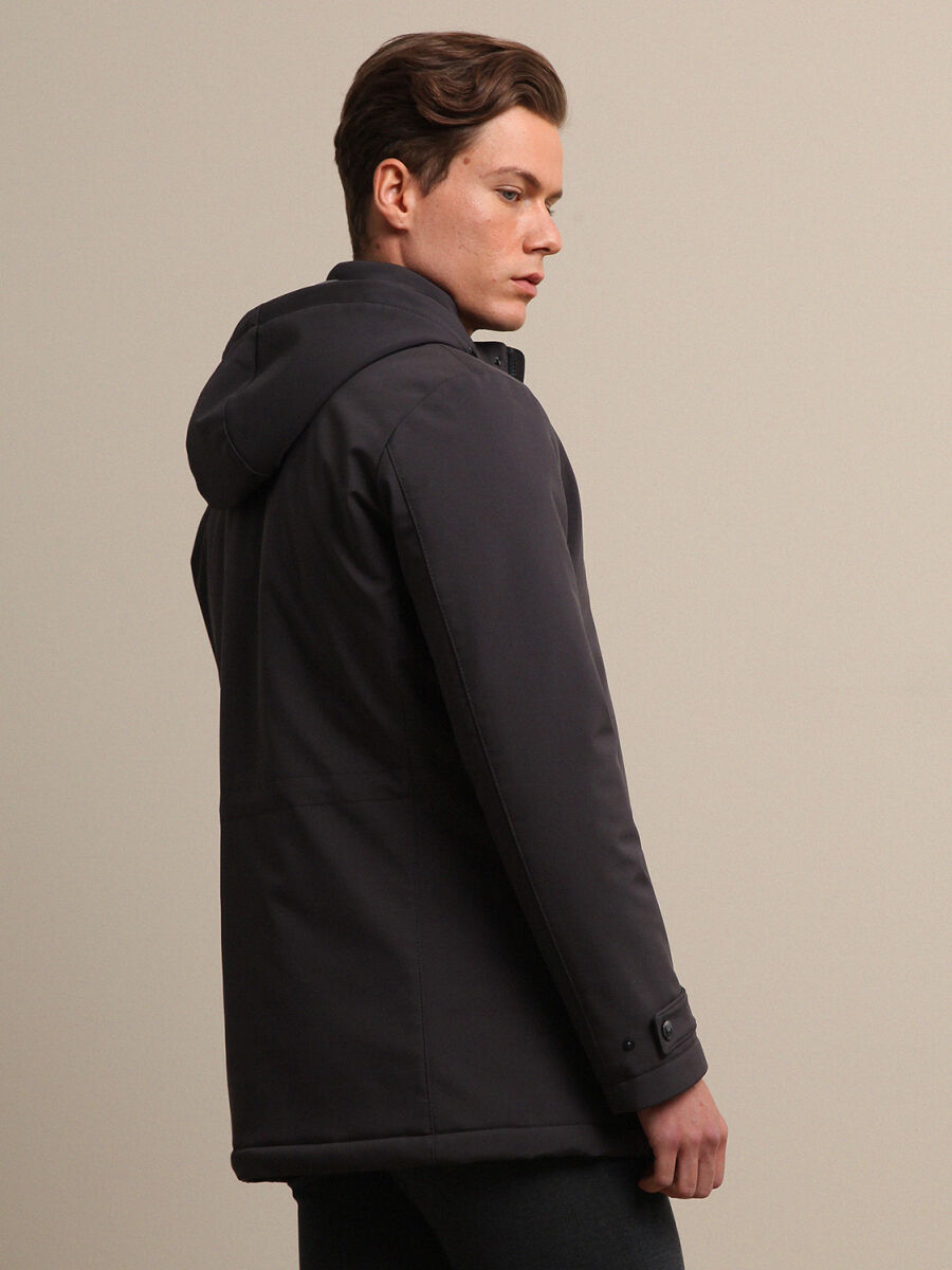 Antrasit Regular Fit Dik Yaka Smart Casual Dokuma Kaban - 4