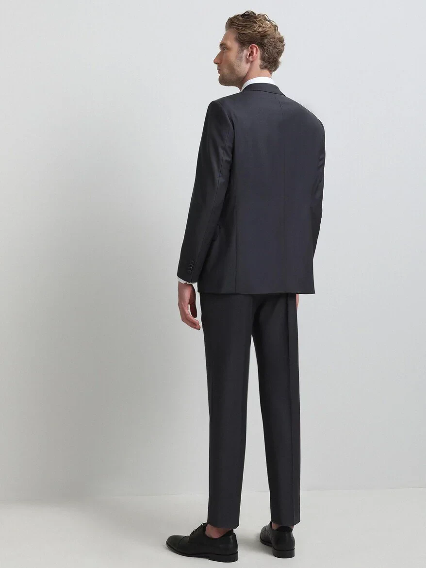 Antrasit Regular Fit Yün Karışımlı Takım Elbise - KİP