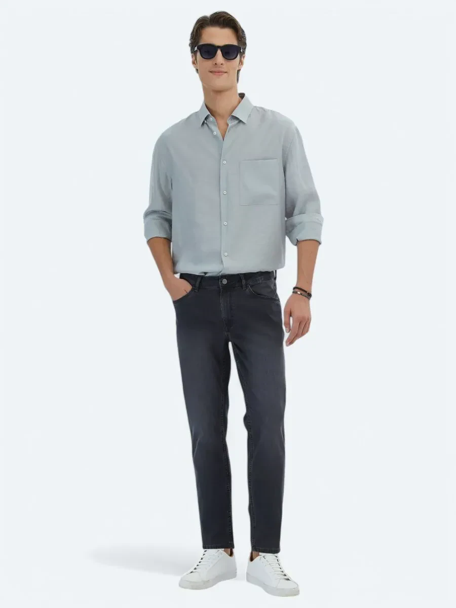 Antrasit Slim Fit Denim Pamuk Karışımlı Pantolon - 1