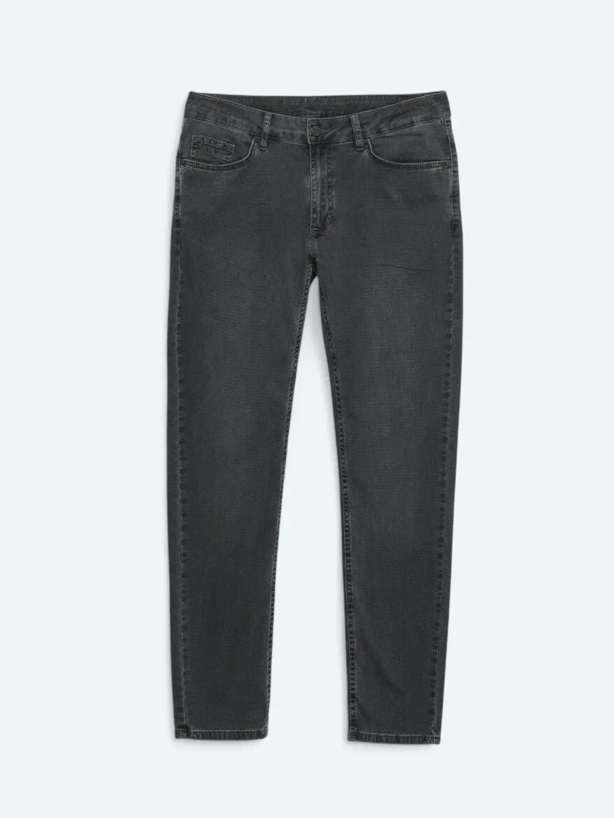 Antrasit Slim Fit Denim Pamuk Karışımlı Pantolon - 5