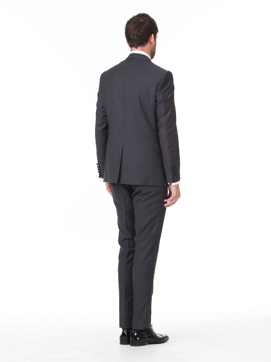 Antrasit Slim Fit Kelebek Yaka Dokuma Smokin Takım Elbise - 4