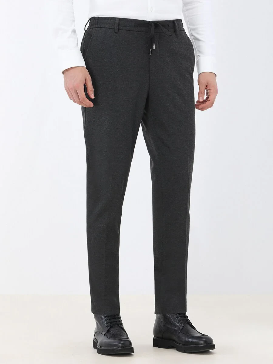 Antrasit Slim Fit Örme Takım Elbise - 5