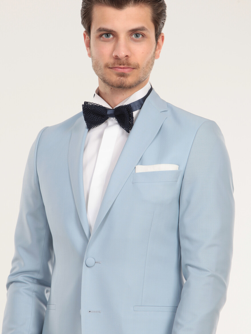 Aqua Slim Fit Kelebek Yaka Dokuma Smokin Takım Elbise - 5