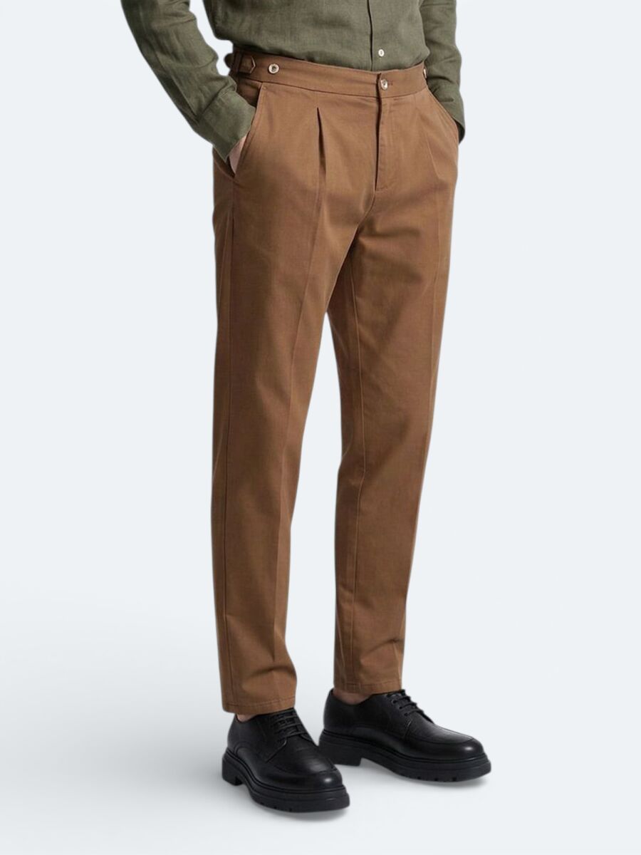 Bakır Düz Dokuma Regular Fit Casual Pamuk Karışımlı Pantolon - 3