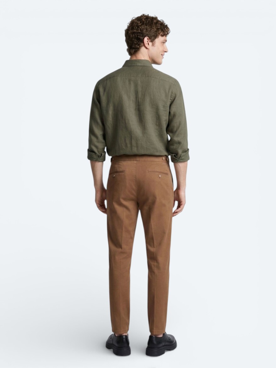 Bakır Düz Dokuma Regular Fit Casual Pamuk Karışımlı Pantolon - 5