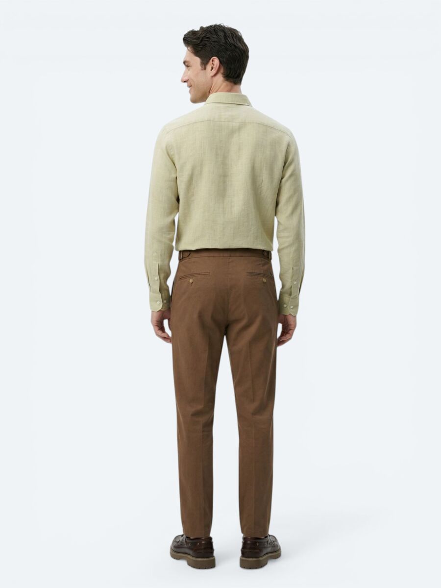 Bakır Düz Dokuma Regular Fit Casual Pamuk Karışımlı Pantolon - 4