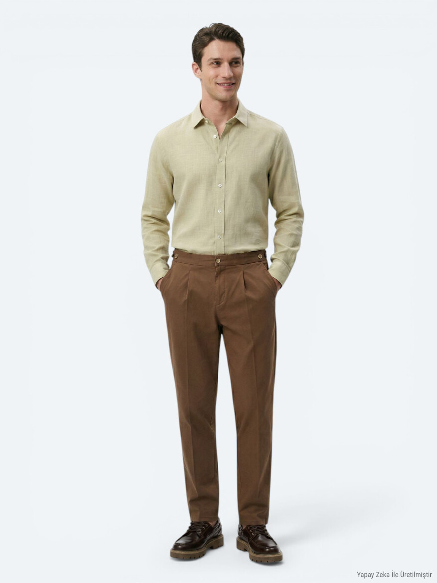 Bakır Düz Dokuma Regular Fit Casual Pamuk Karışımlı Pantolon - KİP
