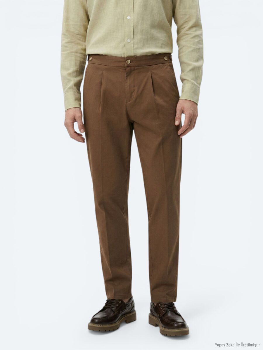 Bakır Düz Dokuma Regular Fit Casual Pamuk Karışımlı Pantolon - 2