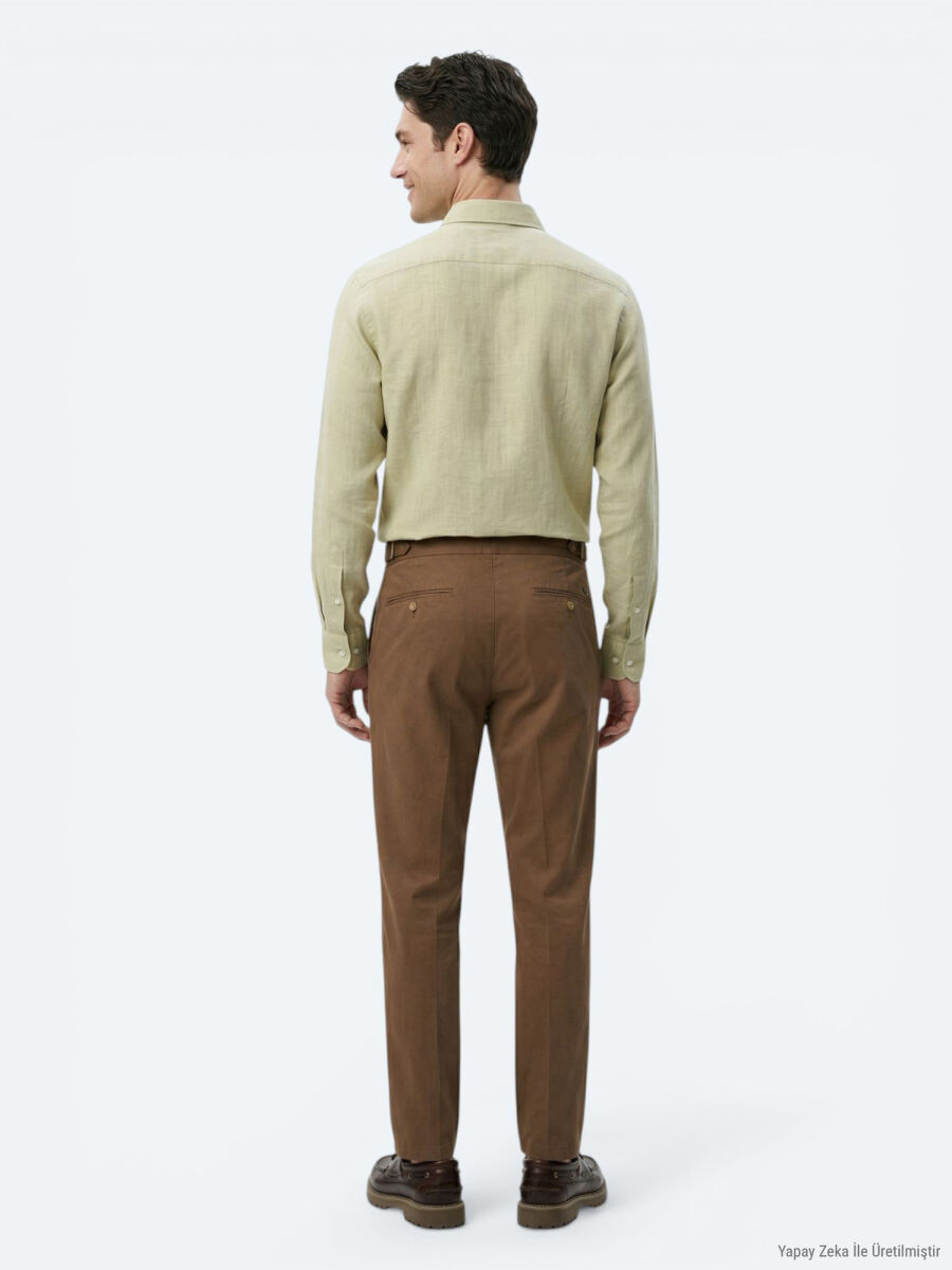 Bakır Düz Dokuma Regular Fit Casual Pamuk Karışımlı Pantolon - 4