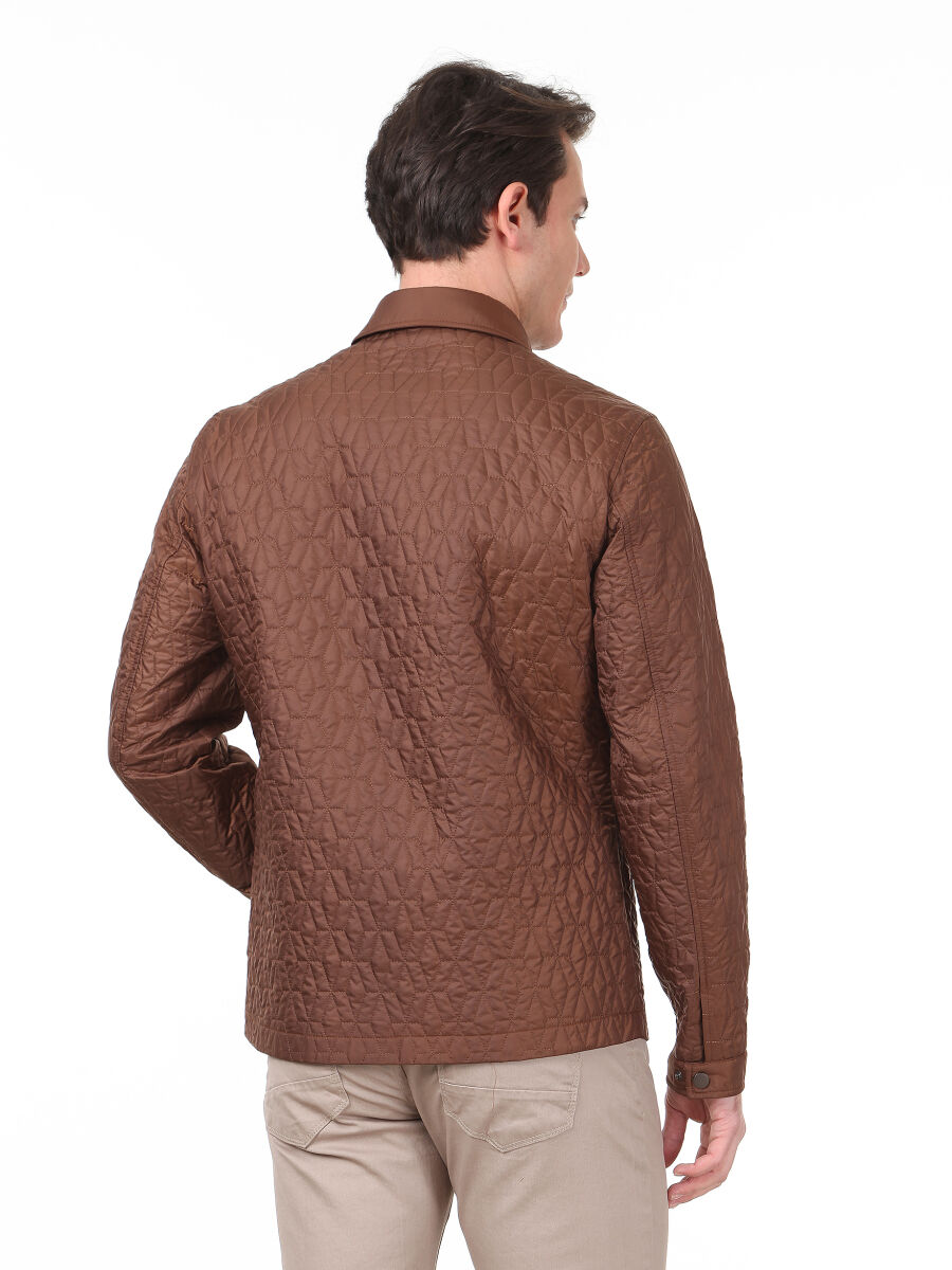 Bakır Regular Fit Gömlek Yaka Casual Dokuma Mont - 4