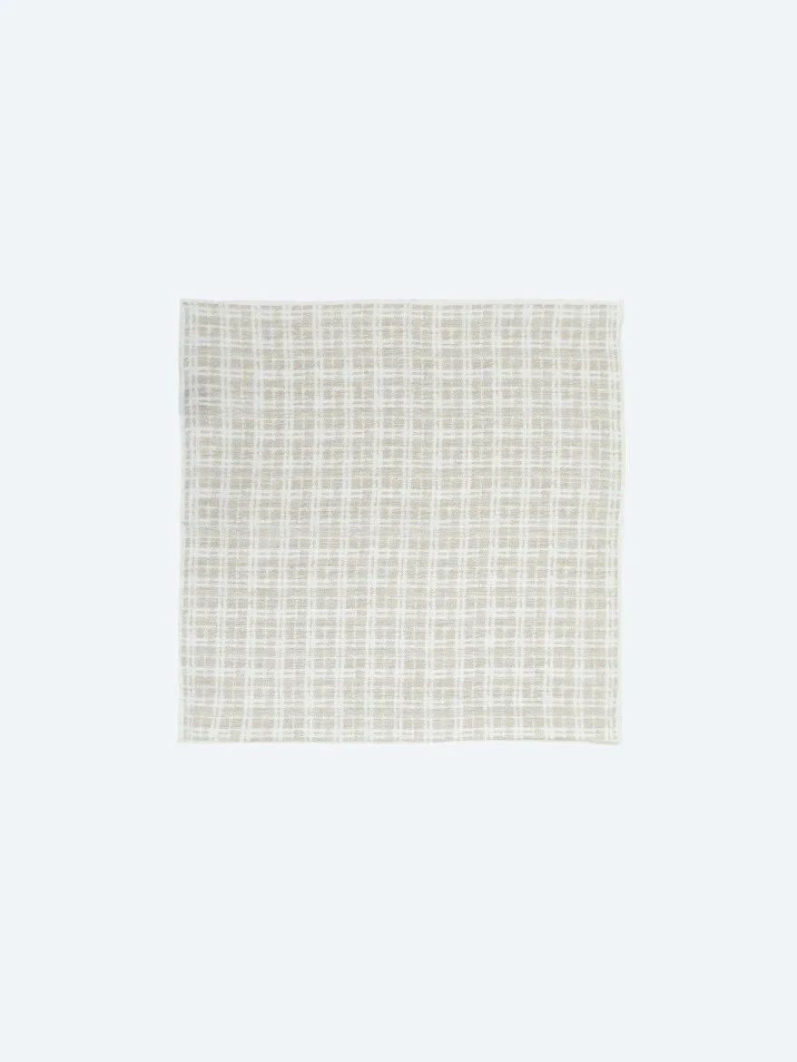 Beige %100 Keten Handkerchief 