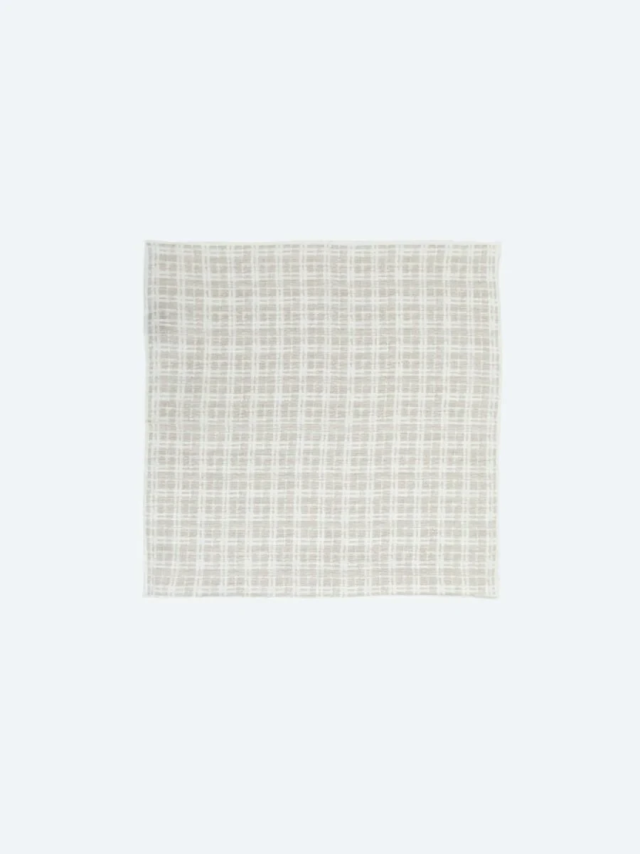 Beige %100 Keten Handkerchief - 1
