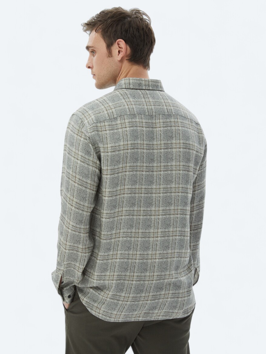 Beige Checkered Regular Fit Weaving Casual Shirt - 7
