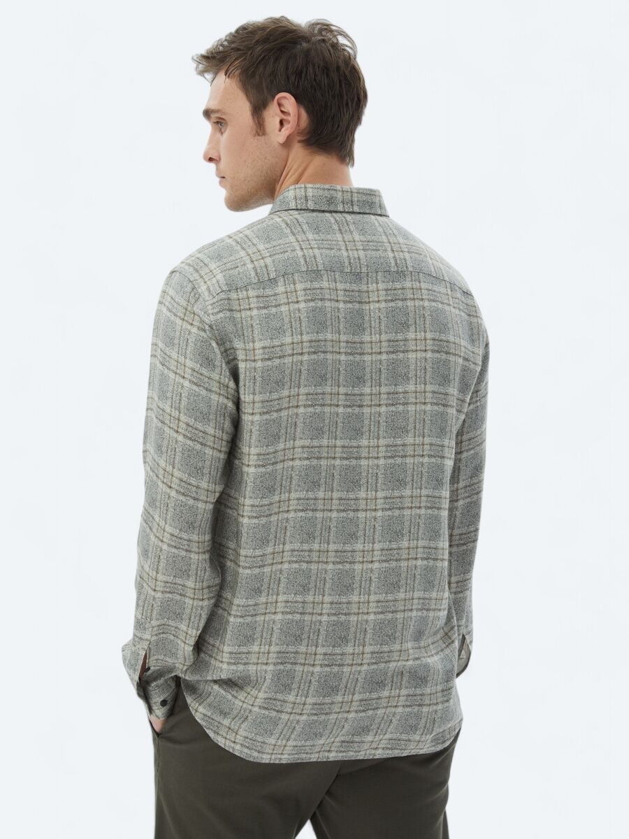 Beige Checkered Regular Fit Weaving Casual Shirt - 7