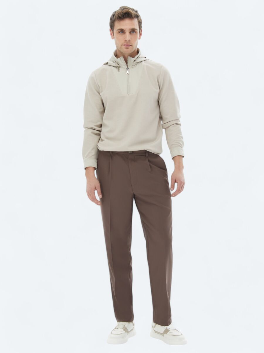 Beige Hooded Sweatshirt - 2