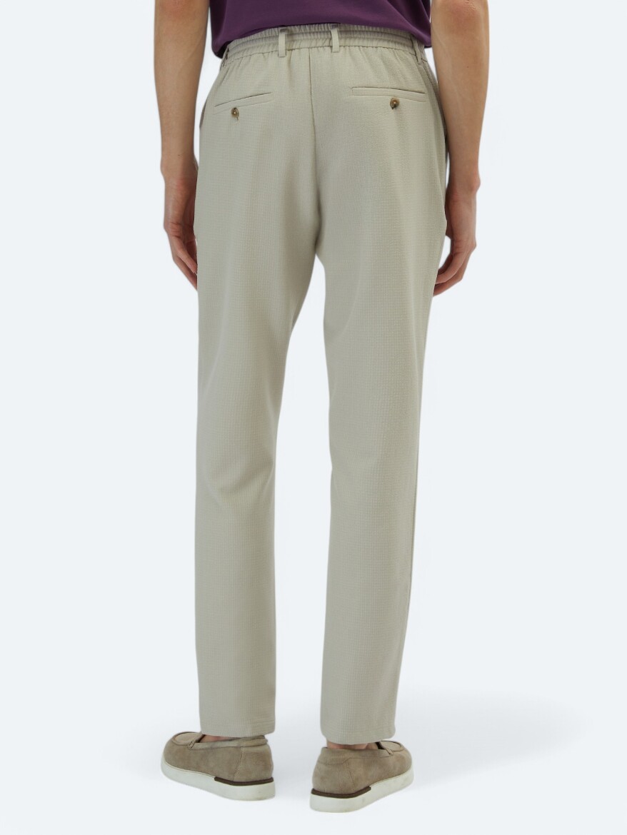 Beige Knitting Jogging Fit Casual Trousers - 4