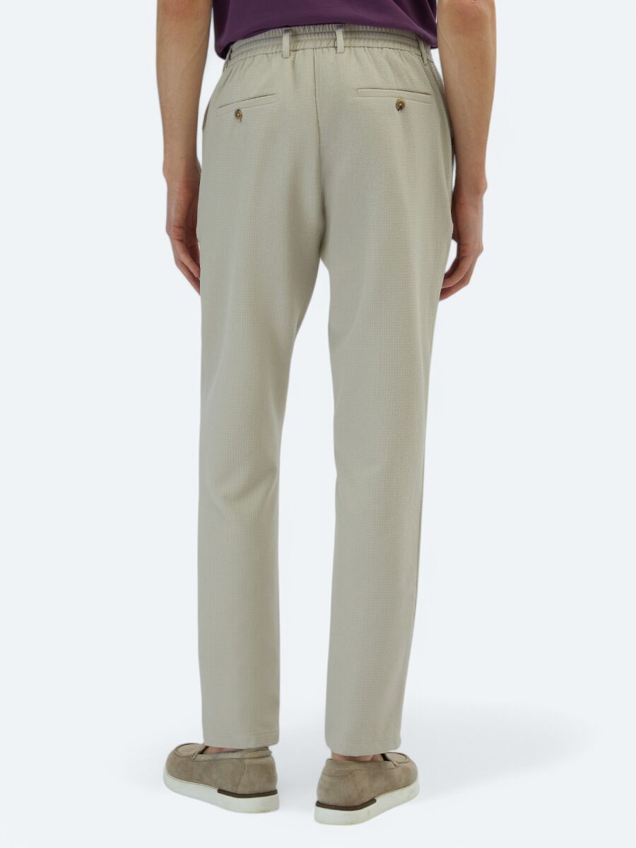 Beige Knitting Jogging Fit Casual Trousers - 4