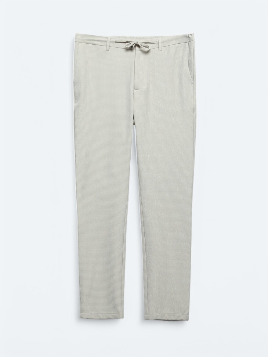 Beige Knitting Jogging Fit Casual Trousers - 5