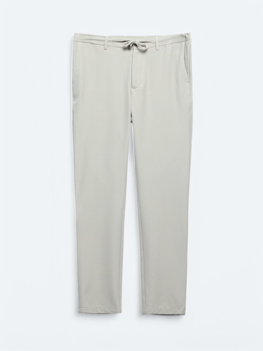 Beige Knitting Jogging Fit Casual Trousers - 5