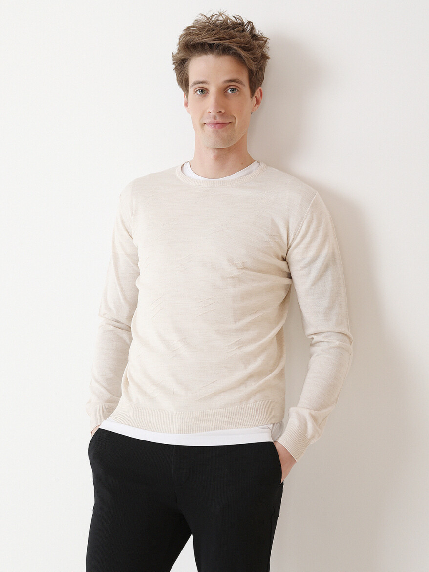 Beige Knitwear Sweatshirt - 1