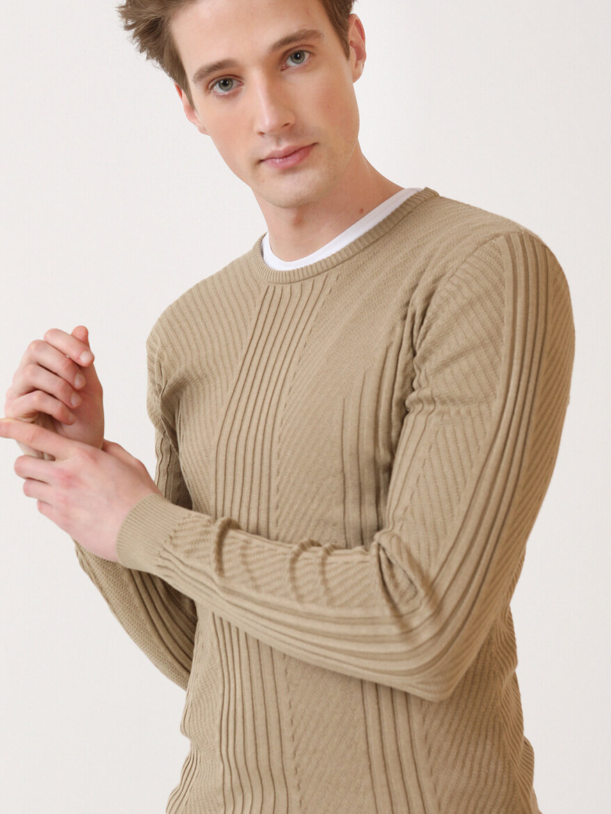 Beige Knitwear Sweatshirt - 1