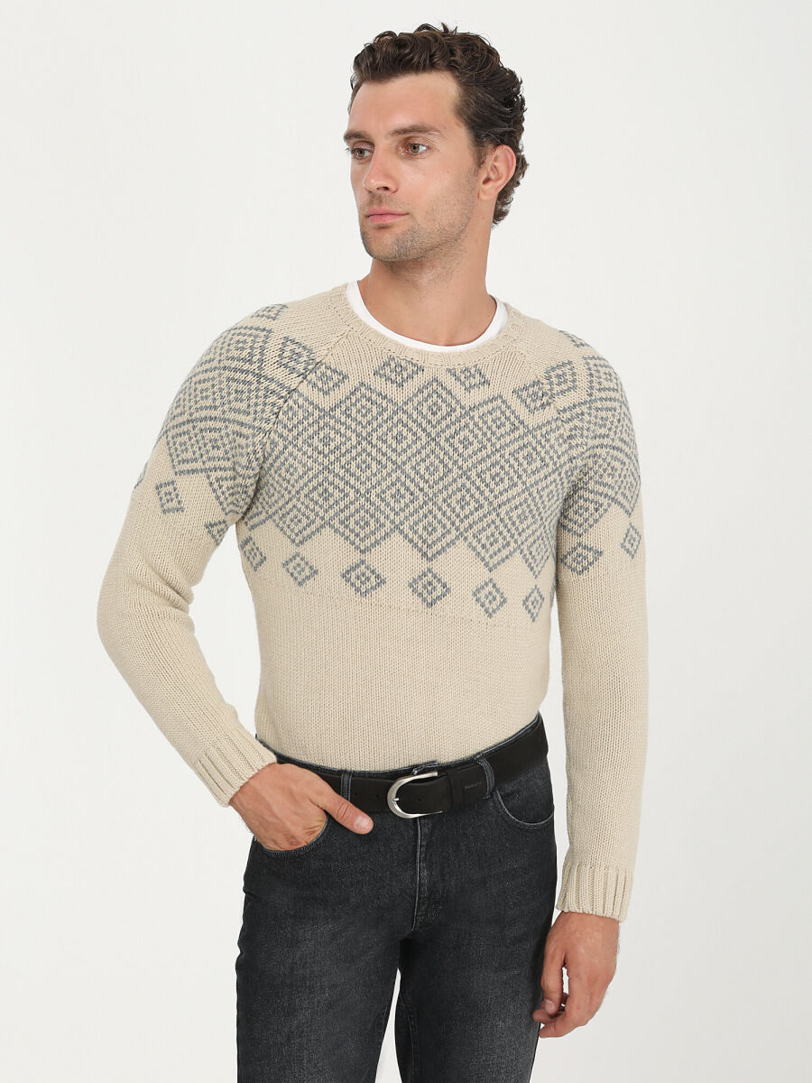Beige Knitwear Sweatshirt - 1