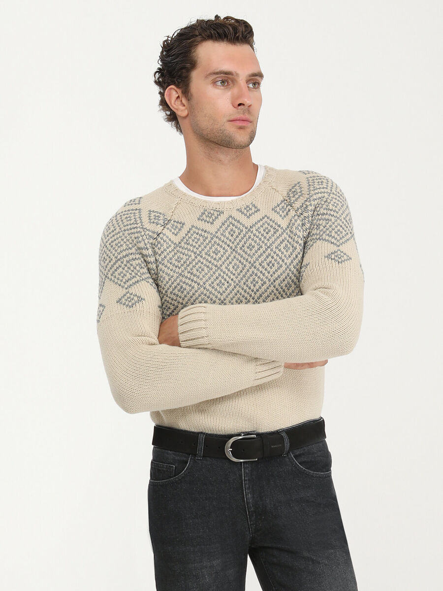 Beige Knitwear Sweatshirt - 3