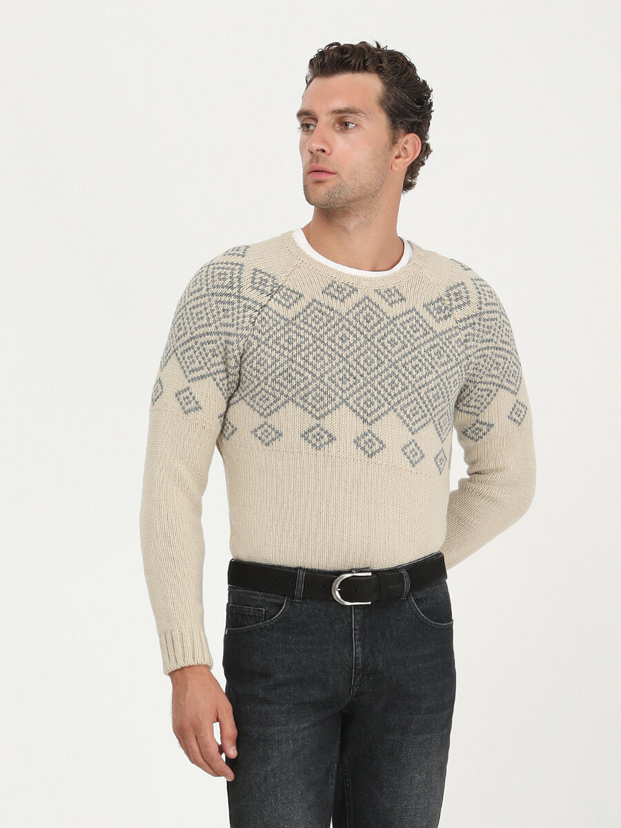 Beige Knitwear Sweatshirt - 5