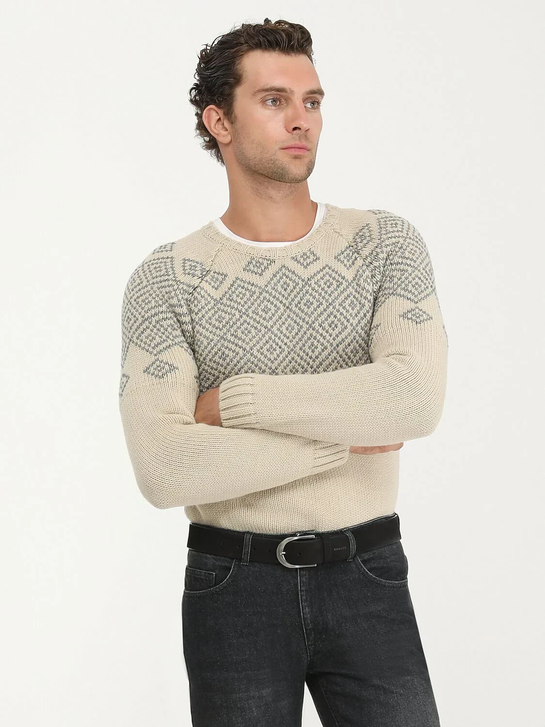 Beige Knitwear Sweatshirt - 3