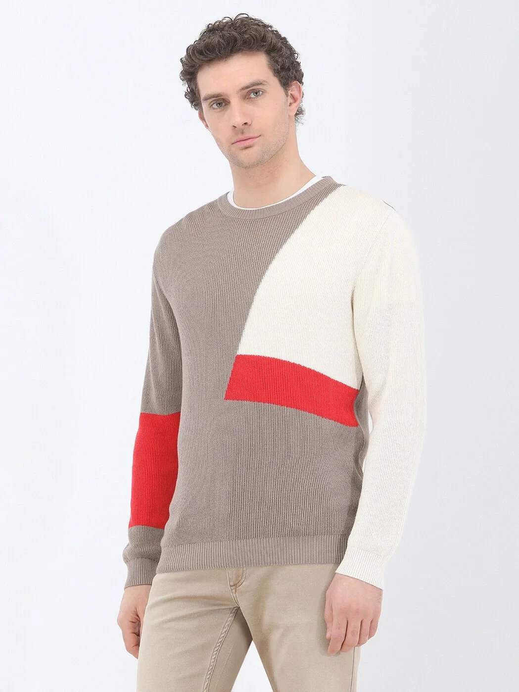 Beige Knitwear Sweatshirt - 1