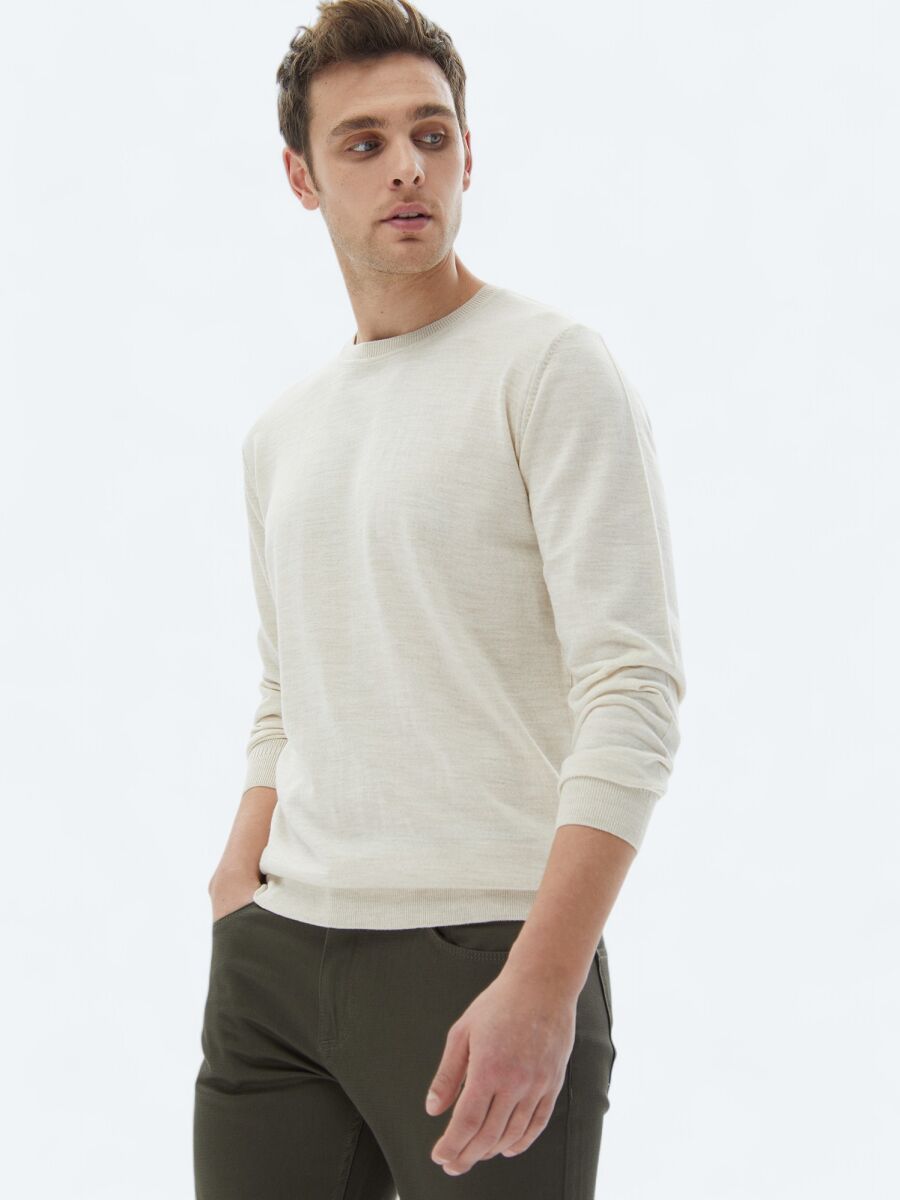 Beige Knitwear Sweatshirt - 1