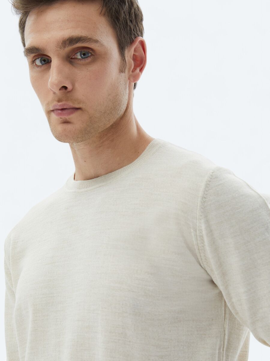 Beige Knitwear Sweatshirt - 3